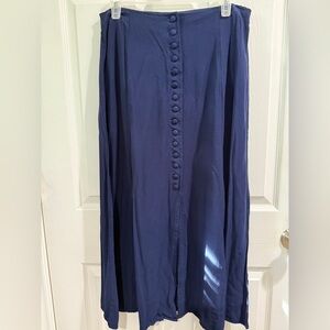 VTG Maggie Lawrence Elegant Navy Button-Down Midi Skirt coquette cottagecore